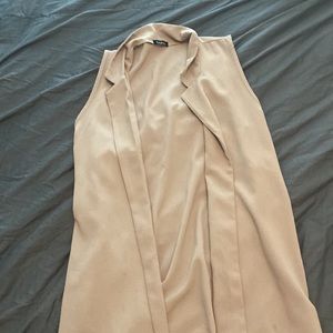 Boohoo S/M Tan Tank Style Cardigan Vest